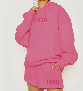 Women's <b>White</b> <b>2</b>-<b>Piece</b> Hooded Sweatshirt <b>Set</b> Loose Fit Fleece Casual All Seasons Solid Color Pocket Design - Product Image 4
