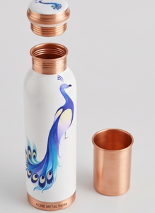 Elegant Peacock Design Pure <b>Copper</b> <b>Bottle</b> for Wellness And Daily Hydration Perfect For Home Office Travel Gym Yoga and Gifting - Product Image 5