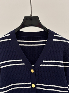 Cárdigan de Punto Acrílico Sólido Azul Marino para Hombre, Antipilling, Manga Larga, Corte Regular, Ropa de Invierno, Cierre de un Solo Botón - Product Image 5