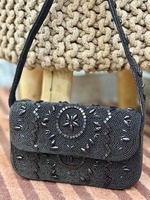 Sac à main bohème chic en lin brodé de perles de rocaille avec design personnalisé, couleurs mélangées, pour usage quotidien