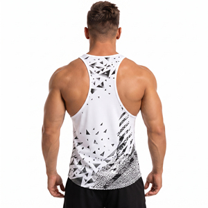 Débardeur de musculation personnalisé imprimé pour hommes, débardeur de fitness léger à dos en Y, débardeur d'entraînement pour hommes, débardeur stringer à col rond - Product Image 3