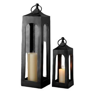 Lanterne de jardin décorative extérieure en fer noir de style gothique de luxe, porte-bougie fait main, lanterne en métal haute pour la décoration de porche et de patio - Product Image 1