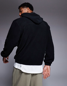 Sweat à capuche homme personnalisé avec logo, coupe ample vintage effet vieilli, en molleton bouclette 500 g/m², sans cordon, épais et surdimensionné - Product Image 2