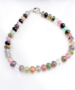 Pulsera de cuentas lisas de turmalina multicolor de 6 mm a 7 mm, piedra preciosa natural para la elaboración de joyería fina - Product Image 1