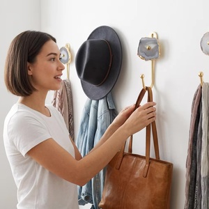 Luxurious Gold Agate Vintage Adjustable Eco-Friendly Waterproof Wall Hook Single Hook for Clothing Storage Self-adhesive - Product Image 2