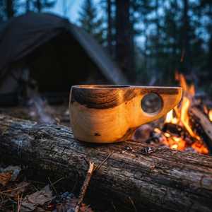 Scandinavian Wooden Kuksa Cup Traditional Handcrafted Wooden <b>Mug</b> for Bushcraft Hiking and Outdoor Use Morden Drinking experience - Product Image 2