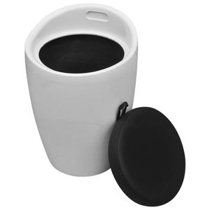 White and Black Faux <b>Leather</b> <b>Stool</b> & Ottoman Stylish Home Dcor Accessory - Product Image 4
