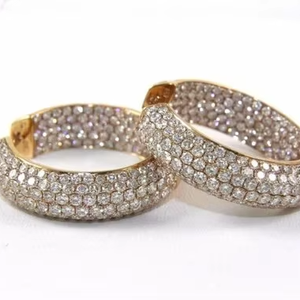 Pendientes de Aro con Pavé de Moissanita, Plata de Ley 925, Chapados en Oro, Joyería de Lujo para Mujer, Regalo para Bodas y Fiestas - Product Image 1