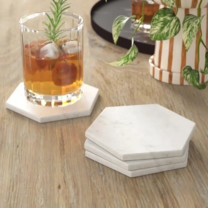 Juego de Posavasos Hexagonales de Mármol Blanco Minimalista, Resistentes al Calor, de Piedra Natural, para Café, Vino, Decoración de Mesa para el Hogar - Product Image 1