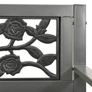 Banc de jardin 3 places en acier gris thermolaqué, bancs de patio - Product Image 5