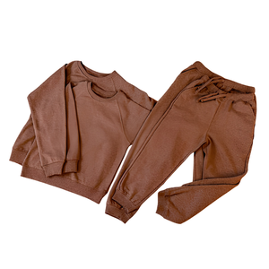 Custom Two Piece Casual Solid Autumn <b>Tracksuit</b> Set Men <b>Women</b> Kids <b>Velour</b> Fleece French Terry Hooded Elastic Waist Jogger - Product Image 1