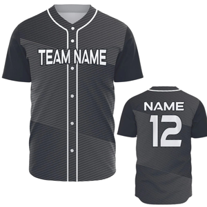 Camiseta de Béisbol Personalizada para Hombre, Manga Corta, Rayas Negras, con Botones, Uniforme Transpirable para Equipos de Softbol - Product Image 1