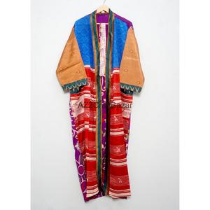 Kimono Sari Floral Vintage 100% Seda Pura Hecho a Mano, Túnica India para Mujer, Suave y Transpirable, para Playa o Fiesta, con Cierre de Cinturón, Ideal para Regalo - Product Image 4