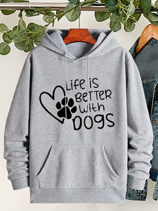 Professional New Quality Women <b>Hoodies</b> Autumn Winter Dog Claw Claw Print Love Letter <b>Cute</b> Printed Women Comfortable Sweatshirt - Product Image 5