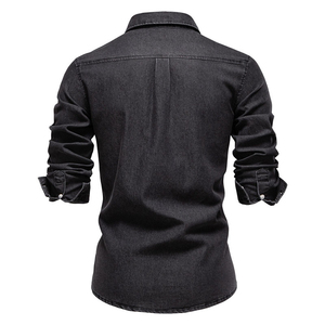 Chemises décontractées pour hommes en tricot boutonnées 100% coton respirant pour un style quotidien - Product Image 4