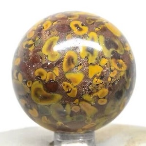 Custom Carved Natural Yellow Fruit Jasper <b>Sphere</b> Healing Gemstone Fossil Coral Azubilite <b>Crystal</b> Ball Metaphysical Dynamic - Product Image 1