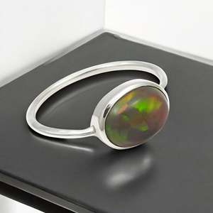 Natural Oval Shaped Black <b>Opal</b> Gemstone <b>Ring</b> Made From 925 Sterling <b>Silver</b> Handmade Boho <b>Ring</b> Perfect Anniversary-Wedding Gift - Product Image 2