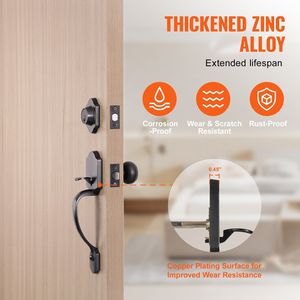 Poignée de porte avant en cuivre antique ensemble de pêne dormant poignée à cylindre unique espacement réglable des trous serrure d'entrée droite gauche - Product Image 3