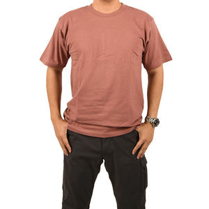 เสื้อยืดคอกลมแขนสั้นสีดำสำหรับผู้ชาย ทรงปกติ ผ้าฝ้ายเจอร์ซีย์ถัก 100% สีพื้น ดีไซน์เรียบง่าย - Product Image 5