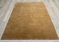 Tapis d'intérieur moderne abstrait en laine faite à la main, à poils ras, avec franges, doux, brun naturel, adapté aux animaux domestiques, écologique, antibactérien, antidérapant