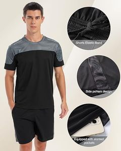 Ensemble de vêtements de sport pour hommes, en spandex, taille haute et élastique - Product Image 6