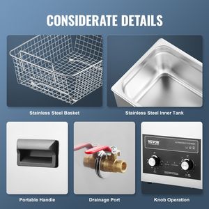 Nettoyeur à ultrasons numérique professionnel 10L avec chauffage, minuterie et panier, machine à cavitation sonique 240W pour usage domestique - Product Image 5