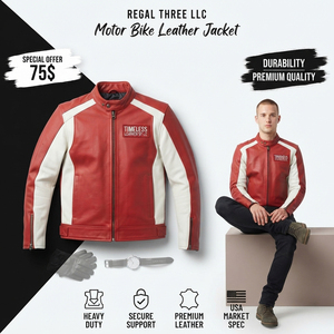 Blousons de moto en cuir de haute qualité avec fermeture éclair, style motard, pour homme, unisexe - Product Image 1