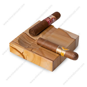 Teakwood Marble Cuboid 2 Sides Cigar <b>Ashtray</b> Bulk Supply High Quality Luxury Marble <b>Ashtrays</b> With Custom Packing - Product Image 2