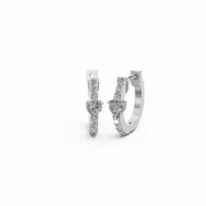 Pendientes de Aro con Diamantes Cultivados en Laboratorio, Corte Redondo y Corazón, Oro Blanco de 18K, 16 Piezas, Certificados por IGI, Modernos, para Mujer, Estilo HIPHOPSTAR - Product Image 4