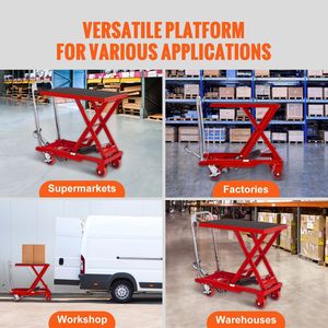 Carrello Elevatore Idraulico Manuale a Forbice Singola, Capacità 227 kg, Altezza di Sollevamento 72,4 cm, 4 Ruote Antiscivolo in PA per Carico Merci - Product Image 4