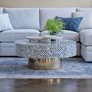 Elegant Floral Design Mother of Pearl Inlay Coffee <b>Table</b> Premium Shell Furniture <b>Round</b> Center <b>Table</b> - Product Image 5