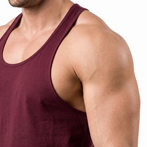 Cotton Bamboo Fiber Men's Tank <b>Tops</b> Men's Solid <b>Maroon</b> Cotton Tank <b>Top</b> O-Neck Casual Breathable Knitted Workout Wear - Product Image 5