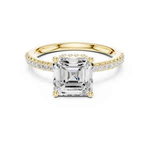 Elegante anillo de diamante de corte Asscher cultivado en laboratorio disponible en oro amarillo de 14 quilates, anillo clásico certificado por GRA para aniversario al precio más bajo. - Product Image 2
