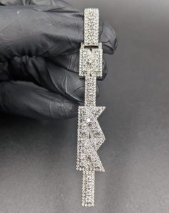 Vertical Moissanite Pendant 925 <b>Silver</b> Rhodium Plated Letter <b>Charm</b> Luxury Hip Hop Bling Unisex Everyday Wear - Product Image 1