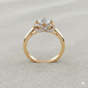 Anillo de Compromiso Estilo Vintage con Halo de Milgrain Infinito - Product Image 2