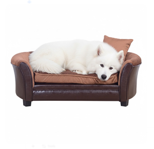 Lit pour chien et chat, type grotte, durable, rembourré en velours, coussin amovible et lavable pour animaux de compagnie, mousse de polyuréthane souple, cadre en bois rectangulaire, canapé-lit - Product Image 1