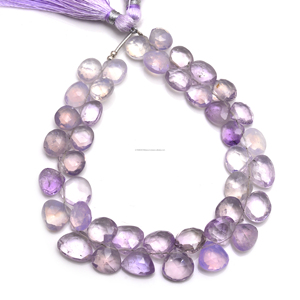 Perles de pierres précieuses en quartz lavande naturel de haute qualité, forme cœur facetté, 8 pouces, pour la fabrication de bijoux, bracelet - Product Image 1