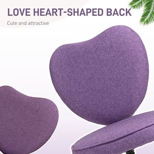 Sedia da Ufficio a Forma di Cuore Viola con Altezza e Schienale Regolabili per Tavoli da Trucco - Product Image 5