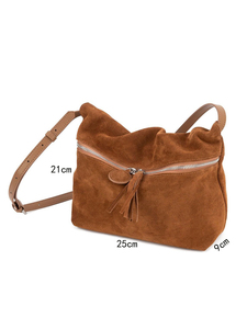 Sac à bandoulière en daim avec fermeture éclair et logo personnalisé, sacs à main, sac sous le bras, sac minimaliste simple pour femmes - Product Image 6