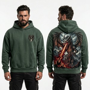 Sudadera con Capucha Gris Carbón Personalizada para Hombre, Estilo Vintage con Lavado Ácido, Estampado Gráfico Cósmico, Sudadera de Forro Polar Grueso, Fabricada en Fábrica - Product Image 3