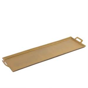 Architectural Rectangular Metal Serving Tray with <b>Square</b> <b>Frame</b> Handles - Antique Brass Finished Serving Board - Product Image 2