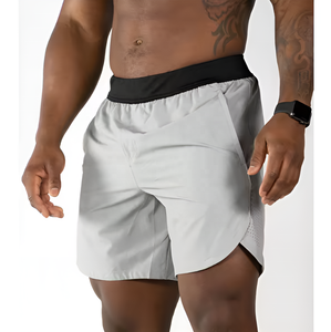 Shorts de jogging pour hommes personnalisés OEM de haute qualité, en tissu toile, avec cordon de serrage, pour l'été, vêtements de sport, logo uni, vente en gros - Product Image 3