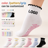 Chaussettes de Pilates Reformer avec logo personnalisé, antidérapantes, respirantes, pour femmes, chaussettes mi-hautes pour barre, yoga et studio