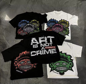 T-shirt graphique streetwear 100 % coton personnalisé, délavé à l'acide, effet soleil, coupe ample et courte pour homme - Product Image 4