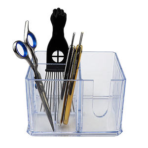 IKZARSA Boîte de rangement professionnelle transparente en plastique ABS marron durable, organisateur d'outils de coiffure, porte-ciseaux et peignes - Product Image 5