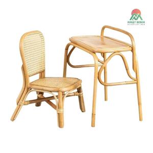 Juego de Mesa y Sillas Infantiles de Ratán Nhat Minh, Respaldo Sólido, Rectangular, Diseño Rústico y Duradero para Niños - Product Image 1