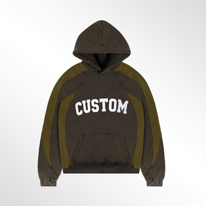 Custom Printed Men's Hooded Sweatshirt Oversized Raglan Sleeve <b>Black</b> Green Cotton French Terry Casual Autumn Style - Product Image 6