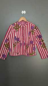 Chaqueta Acolchada para Mujer, Bordado Floral, Cuello en V, Manga Larga, Ropa de Abrigo de Primavera - Product Image 2