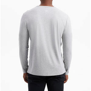 ผู้ผลิตเสื้อยืดแขนยาวลำลองผ้าฝ้าย 100% สำหรับผู้ชาย พิมพ์โลโก้ส่วนตัวของคุณได้ เป็นมิตรกับสิ่งแวดล้อม ป้องกันการเป็นขุย - Product Image 5