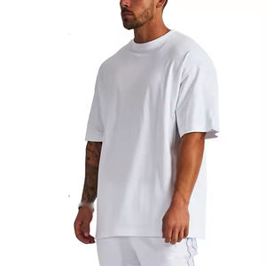 Chemises HSI surdimensionnées noires unies, coupe ample, effet délavé, vente en gros, vêtements décontractés pour hommes, t-shirts à séchage rapide, 100% coton - Product Image 5